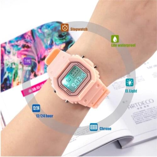 Luxury Women Digital Green Watch Multifunction Waterproof Women Watches Unisex Male Watch Rectangle Children Sport Watches