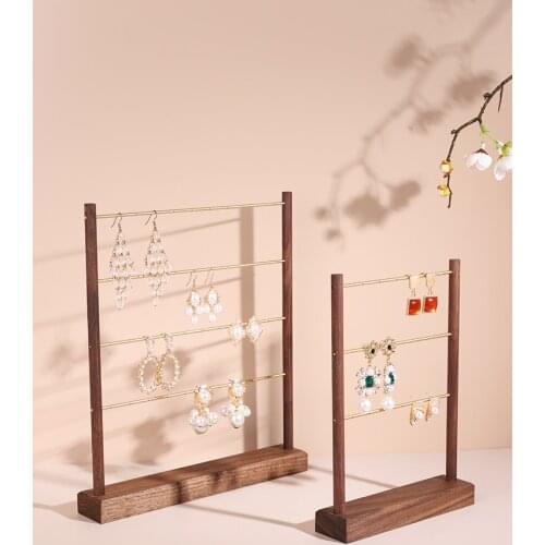 Black Walnut Oak Solid Wold Earrings Display Frame Earrings Display Stand Holes Drop Earrings Display Rack