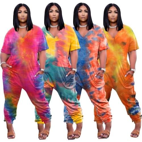 Plus Size Elegant One Piece Outfit Women 5xl Sexy V Neck Short Sleeves Pocket Fashion Summer Jumpsuits Wholesale Dropshipping