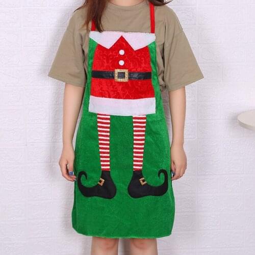 Nordic Style Christmas Cartoon Santa Elf Printing Adult Apron Home Kitchen Baking Cooking Bib Aprons Xmas New Year Party Supply