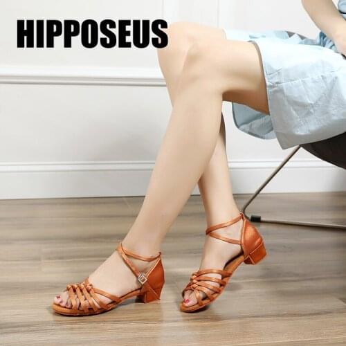 Hipposeus Girls Latin Dance Shoes for Girls Women Ladies Ballroom Modern Tango Dancing Performance Shoe 3.5CM Heels Dropshippong