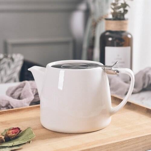 Ceramic Teapot with Lid and Filter Large Capacity Heat Resistant Strainer Tea Pot High End Household Cold Water Jug Kettle