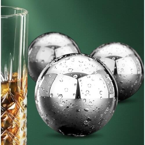 2pcs 304 Stainless Steel Ice Cubes Quick-Frozen Ice Balls Iced Tartar Whiskey Round Metal Ice Kitchen Bar Utensils