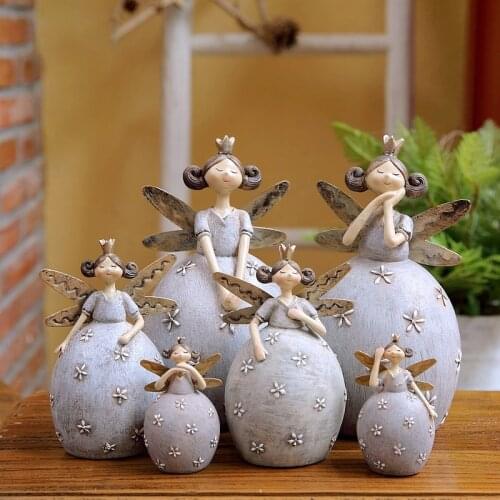 Forest Angel Girl Statue American Restaurant Fairy Tale Elf Resin Sculpture Home Living Room Garden Desktop Decoration Figures