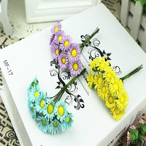 Hot sale 10pcs/bunch Daisy Artificial flower silk sunflower bouquet for Wedding Decoration Scrapbooking DIY wreaths craft flower