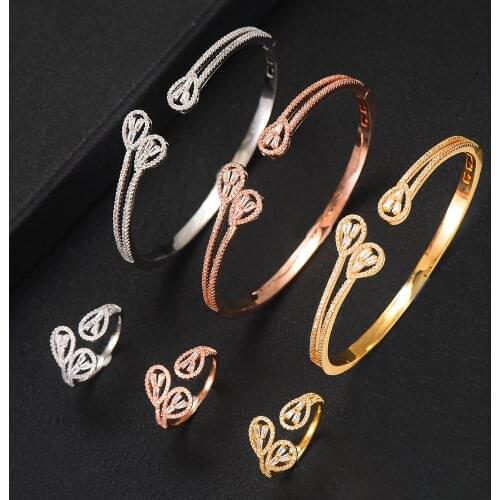Trendy Luxury Stackable Cuff Bangles For Women Wedding Full AAA Cubic Zircon Crystal CZ Dubai Bridal Bracelets Party Jewelry