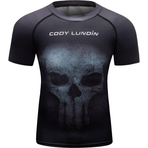 Cody Lundin Hot Sale Mens Compress Summer Short Sleeves Underground tee&top Polyester and Spandex Running Rashguard