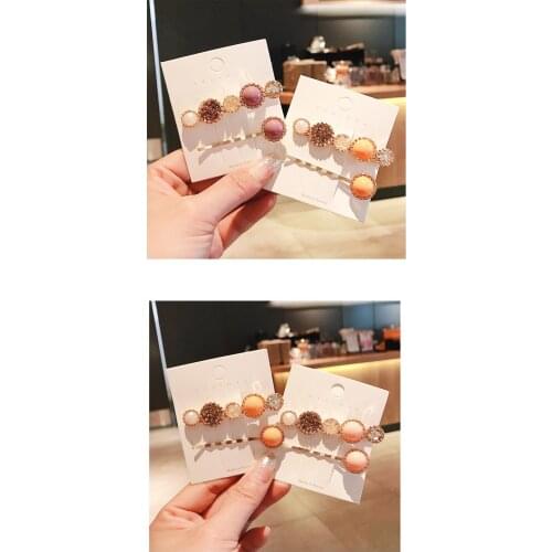 New 2PCS/Set Fashion Pearls Acetate Geometric Hair Clips For Women Girls Sweet Hairpins Barrettes Hair Accessories Set