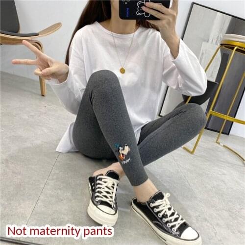 Cartoon Pattern Embroidery Letters Slim Slimming Cotton Stretch Fashion Girl Nine Points Leggings Female Pants