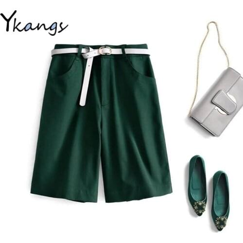 Office Straight Suit Half Pants Korean Version Slim Breathable Womens High Waist Shorts Summer All-match Ladies Wide-leg Shorts
