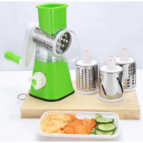 Vegetable Slicer Manual Kitchen Grater Vegetable Chopper 3 in 1 Round Grater Mandoline Cutter Potato Home Gadget Kitchen Tool