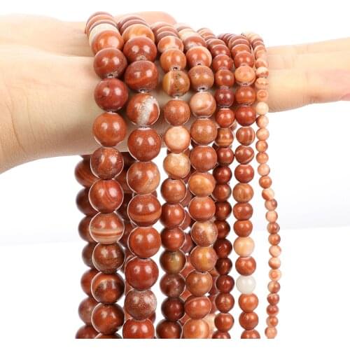 Natural Red Peacock Round Loose Space Bead For Jewelry Making DIY Bracelet Necklace Strand Charm Accessorie Strand 4/6/8/10/12MM