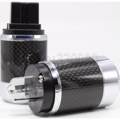 Pair carbon fiber AU version power jack with Brass Rhodium plated for power cable