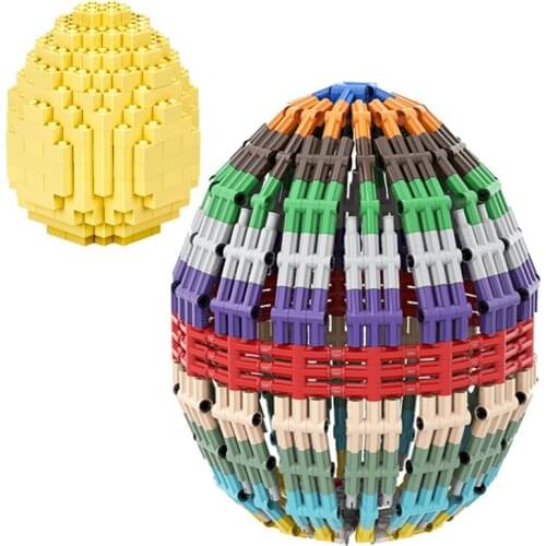 Easter Day Colored Eggs Sculpture Model Building Blocks Creative Ideas Bricks Educational DIY Collection Toys for Children Gifts