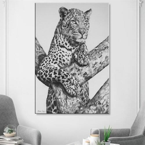 Scandinavian Poster Simplicity Print Leopard on Tree Wall Art Picture Canvas Painting Nordic Style Modern Home Decoration