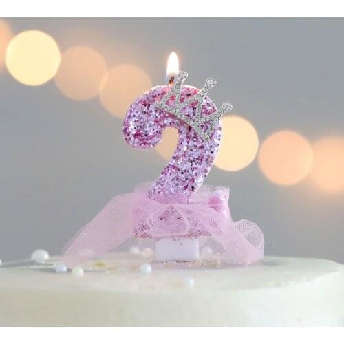 Sweet18 Pink Cake Candle Decorations Gender Reveal Party Princess Crown Rhinestone Shiny Wedding Dessert Candles Cupcake Topper