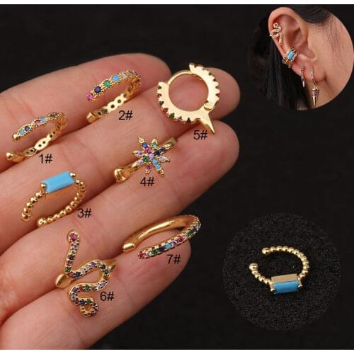 1Piece Snake Clip Earrings for Women 2021 Trendy Jewelry Stainless Steel Plate Zircon Clip on Ear Cuffs Earrings for Teens