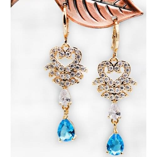 Trendy Dangle drop Earrings for Womens earrings waterdrop blue stone Gold Earrings Trendy Jewelry for Valentines Day Gift