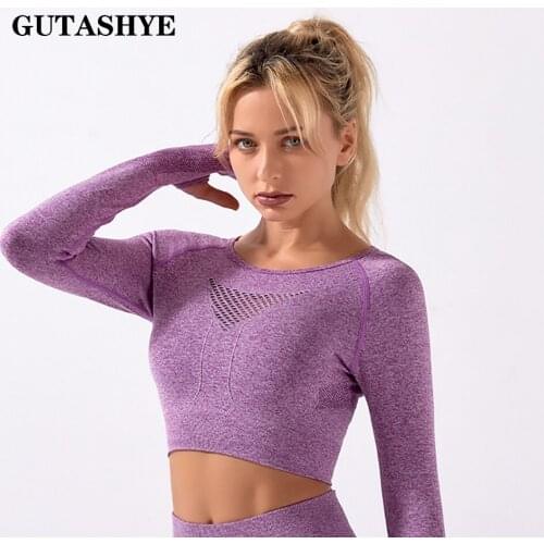 GUTASHYE Mesh Quick Dry Sport Top Women Loose Fitness Shirts Short Sleeve Sports T-shirt Yoga Top Workout Running Femme Gym Top