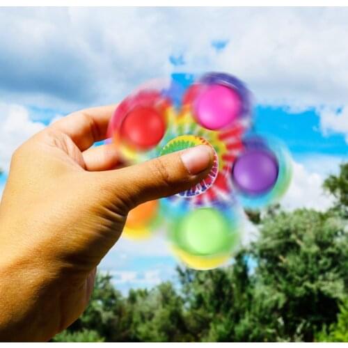 Silicone Fingertip Spinner Graffiti Push Bubble Hand Spinning Top Toys Push Bubble Antistress Squeezing Sensory Toy for Kid Gift