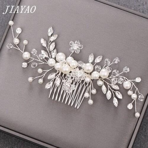 Wedding Hair Comb Accessories Women Pearl Rhinestone Hair Comb Headband Flower Bridal Hair Combs Pearl Headpiece Hair Jewelry