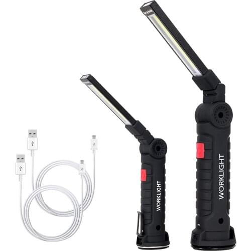 LED Work Light Rechargeable COB Light with Magnetic Base Rotate 5 Modes Folding Flashlight Inspection Light for Car Repairing