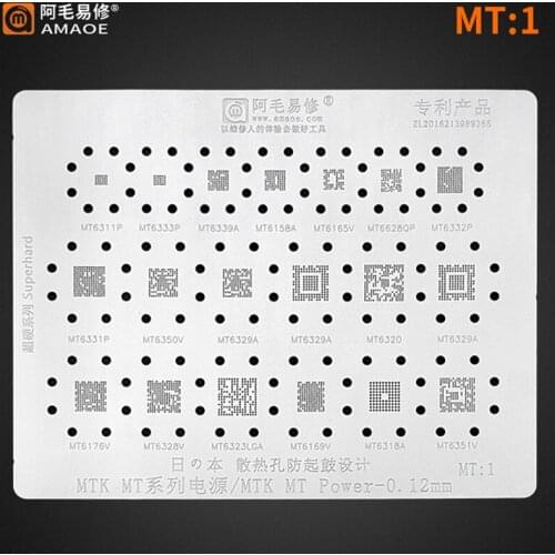 Amaoe MT1 MT2 BGA Stencil For MTK Power IC MT Chip Solder Ball Reballing Pins Tin Plant Net Square Hole