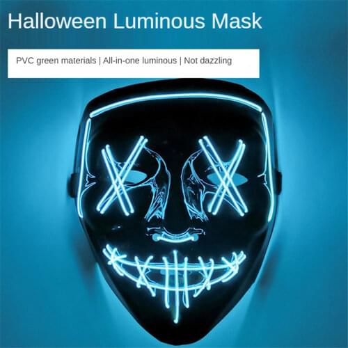 Halloween Decoration Glowing Led Mask Party Masque Masquerade Mask Neon Light Glow In The Dark Horror Halloween Party Decoration