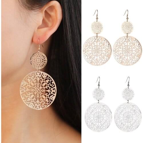 Vintage Openwork Disc Earrings Ear Drop Frosted Earrings Jewelry for Women Party Wedding TT@88
