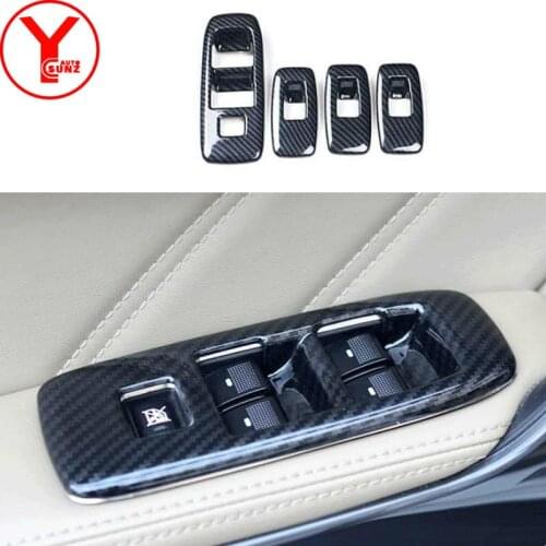 Interior Decoration Door Window Lift Cover Panel Car Accessories ABS Carbon Fiber Cover FOR FORD RANGER EVEREST 2015-2018 YCSUNZ