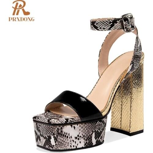 Summer New Fashion Sexy Women Sandals Outside High Heels Platform Genuine Leather Buckle Dress Wedding Women Shoes Drop Shipping