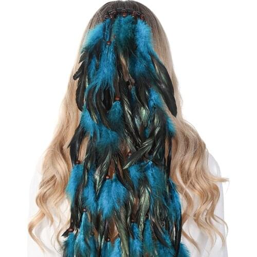 Haimeikang New Boho Peacock Headpiece Headdress Headband Women Festival Feather Headband Hippie Headdress Hair Accessories