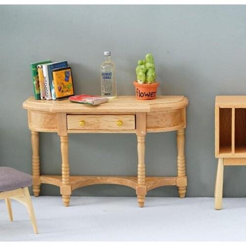 1:12 Dollhouse Miniature Wooden Unpainted Desk Table Model Doll House Furniture Toys Accessories Christmas Gift