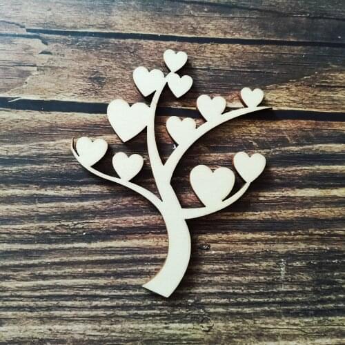10pcs Wooden Family Tree With Hearts Shape Art Projects Craft Decoration Gift Decoupage Ornament Scrapbooking Favors