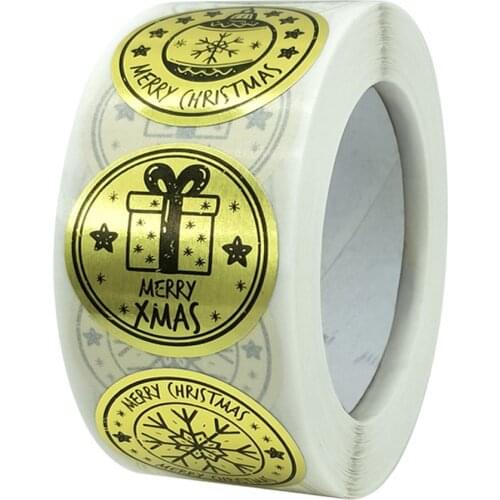 100-500pcs Gold Merry Christmas Sticker Mail Stickers For Business Packaging, Bags, Boxes And Envelope Sealing Label Sticker