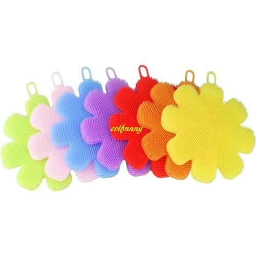 100pcs/lot Kitchen Magic Cleaning Brushes Silicone Dish Bowl Scouring Pad Pot Pan Easy to clean Wash Brushes Cleaning Brushes