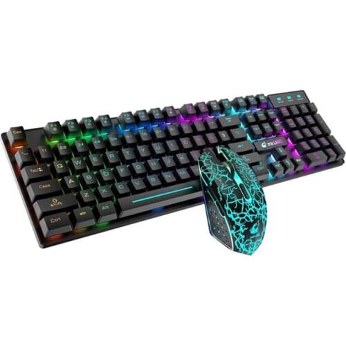 2.4G Wireless Keyboard & Mouse Set 104 Keys RGB Backlit Gaming Keyboard 800-2400DPI Optical Mouse for Computer Laptop PC