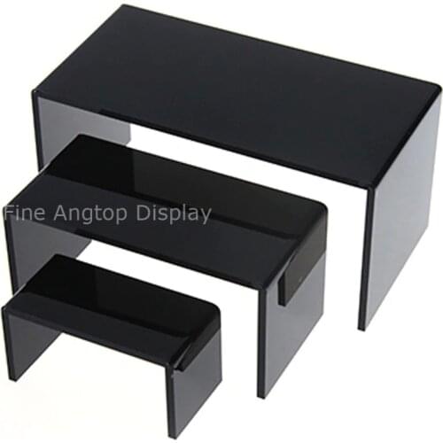 3pcs Black Wallets Bag Acrylic Holder Display Nesting Plinths Shelf Riser Shop Jewellery Stands Handbag Organizer Rack