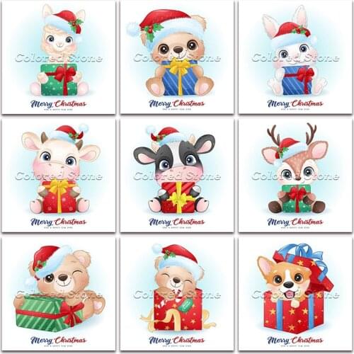 New Diamond painting Cartoon Animals Christmas bear rabbit pig cow deer dog 5D DIY Full Square Drill embroidery Round mosaic 141