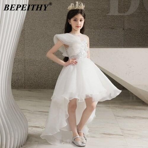 BEPEITHY Ivory A Line Flower Girl Dresses For Wedding Lace Lovely Sleeveless Little Kids Communion Gown Chic Pageant Dress 2021