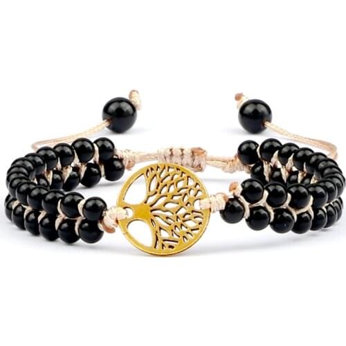 22 Style Black Llight Natural Stone Bracelet Tree of Life Infinity Lion Head ECG Charm Wrap String Braided Bracelets Men Jewelry
