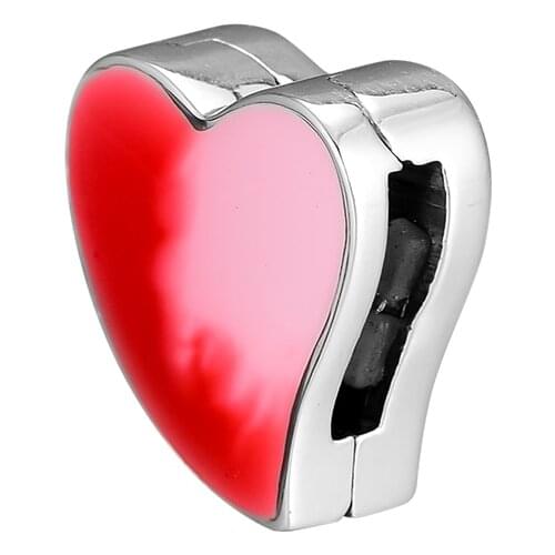 DIY Fits for Pandora Charms Bracelets Asymmetric Heart of Love Clip Beads 100% 925 Sterling-Silver-Jewelry Free Shipping