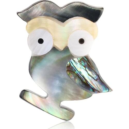 Europe and America Decorations Natural Shell Owl Brooch For Women Men Party Wedding Gifts Broches Bouquet Couple Jewelry AL556 2
