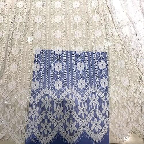 GLace 3M/Lot 1.5M wide Off white Eyelash Lace Fabric Wedding Decoration Table Cloth accessories DIY Crafts material TX504