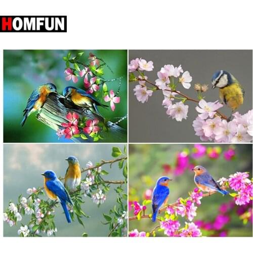 HOMFUN Paint With Diamond Embroidery "Bird tree landscape" Diamond Painting Full Square Round Picture Of Rhinestone Decor