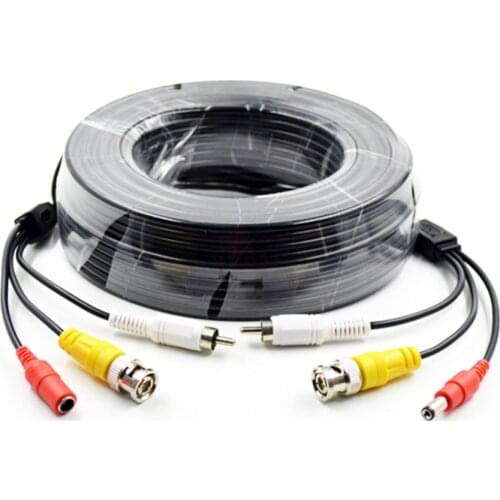 Surveillance Camera Coaxial Video Cable with Audio Power Integrated Cable 3-in-1 BNC RCA DC CCTV Transmission Cable 5-50M