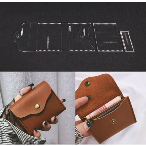 Leather Design Template Acrylic Leather Craft Pattern Tool Clear Stencil for DIY Hand Wallet Bag Handbag Making Supplies