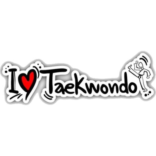 Creative Fine Decal Cartoon Funny I Love Taekwondo Slogan Car Stickers Cover Scratches for Bumper Bodywork Windshield KK