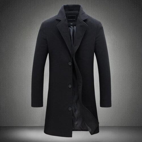 Hot Selling Long Solid Color Single-Breasted Trench Coat Wool Plus-size Casual Style Jacket Selling
