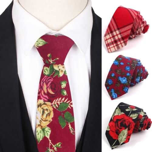 Fashion Cotton Ties Printed Floral Neck Tie Mens Ties 6cm Slim Neckties For Men Women Casual Skinny Necktie For Wedding Party